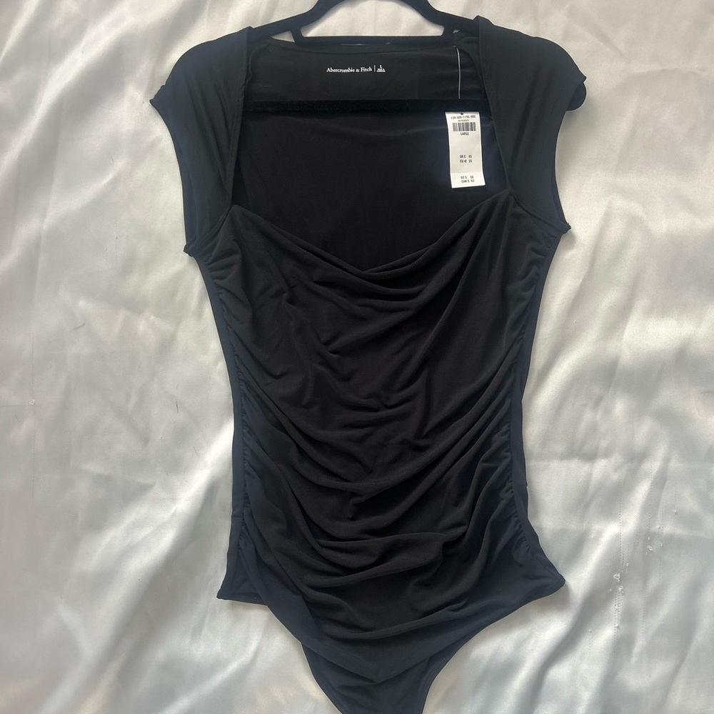 Abercrombie & Fitch Black Ruched Bodysuit Top